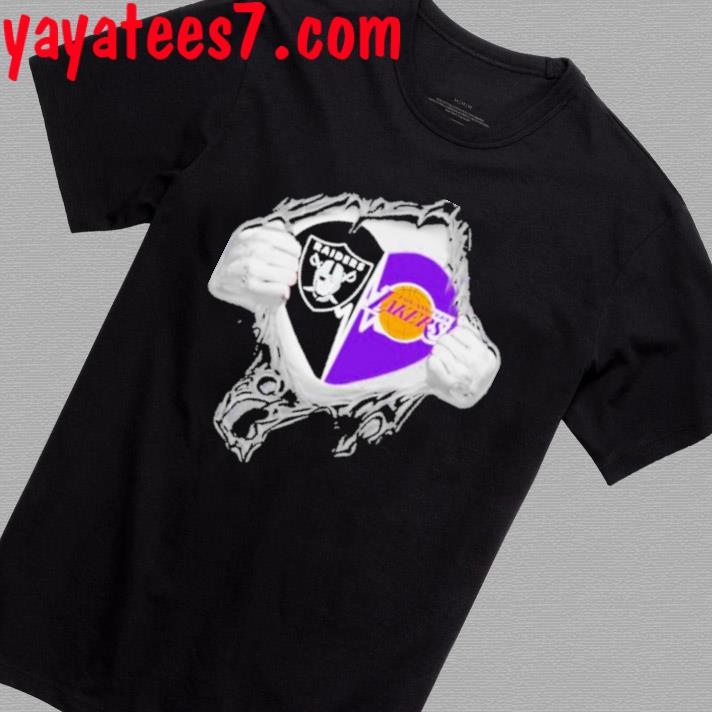 Blood Inside Me Las Vegas Raiders And Los Angeles Lakers It's In My Heart T  Shirt - Limotees