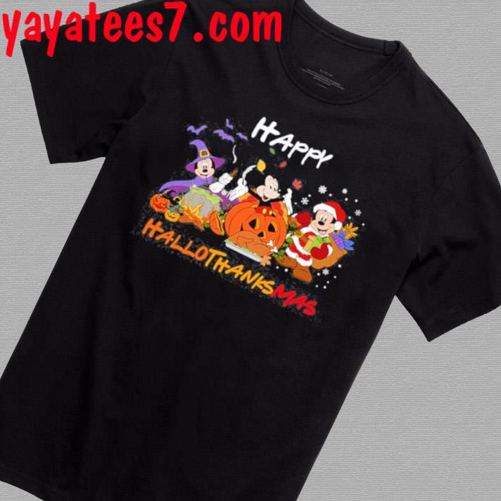Happy Hallothanksmas Disney Mickey Mouse Witch and Santa Shirt