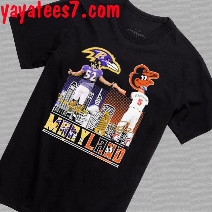 Maryland Baltimore Ravens and Baltimore Orioles Ray Lewis and Brooks Robinson Champions Signatures Shirt