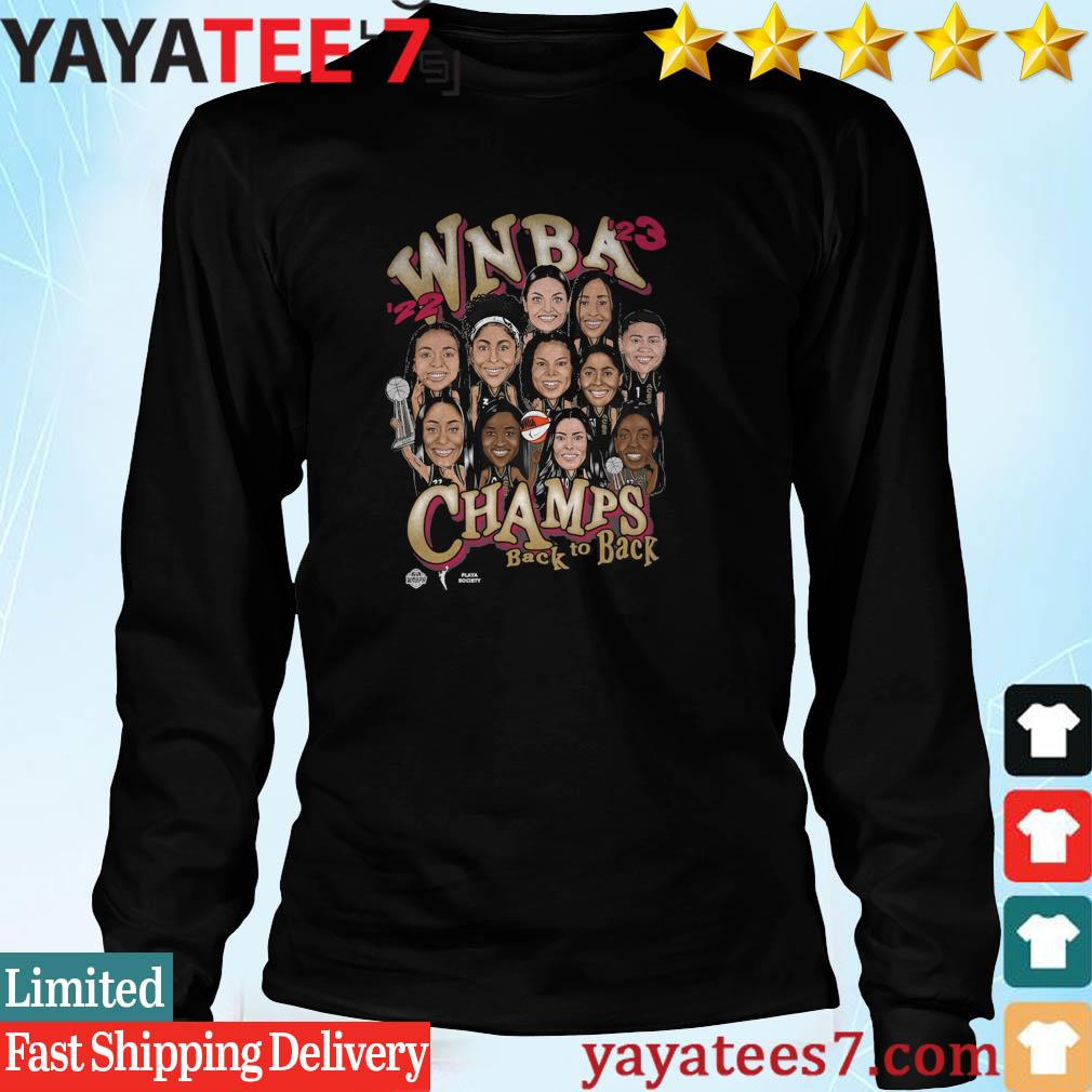 Unisex Las Vegas Aces Playa Society Black Back-To-Back WNBA Finals  Champions Roster T-Shirt