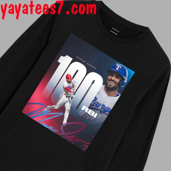 Marcus Semien Texas Rangers 100 RBI 5th Leadoff Hitter in MLB History Shirt,  hoodie, sweater, long sleeve and tank top