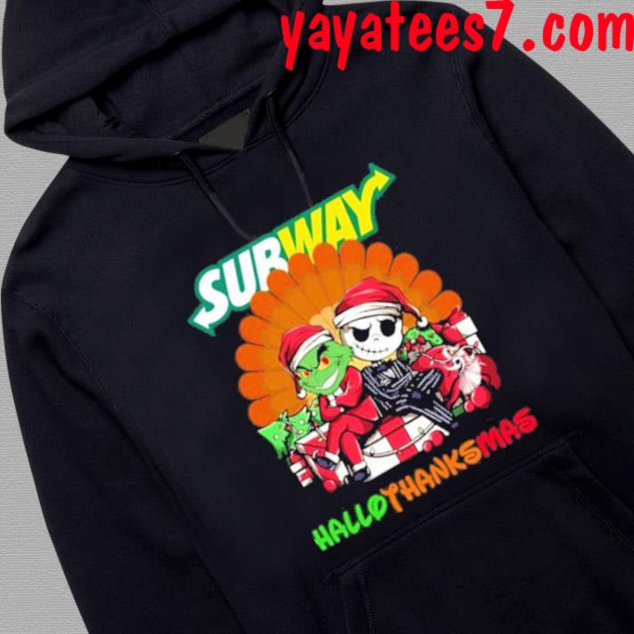 Official Santa Grinch and Jack Skellington Subway hallothanksmas shirt,  hoodie, sweater, long sleeve and tank top