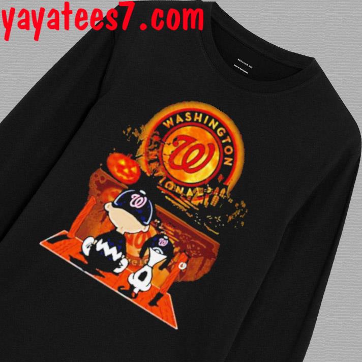 Peanuts Charlie Brown and Snoopy sit under moon Halloween Washington  Nationals logo shirt, hoodie, sweater, long sleeve and tank top