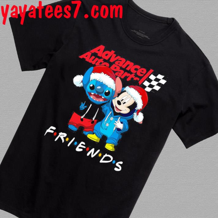 Santa Stitch and Mickey Mouse Friend Advance Auto Parts Official Logo Shirt