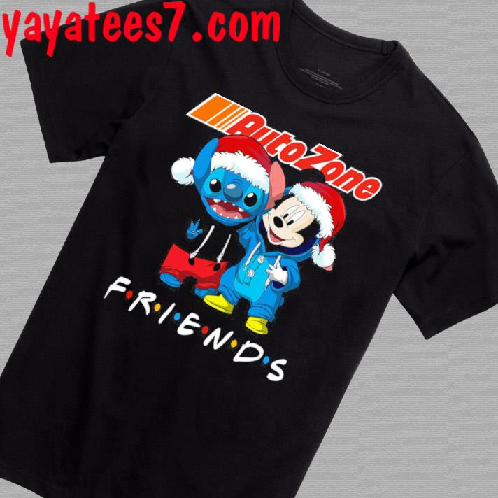 Santa Stitch and Mickey Mouse Friend Auto Zone Official Logo Shirt