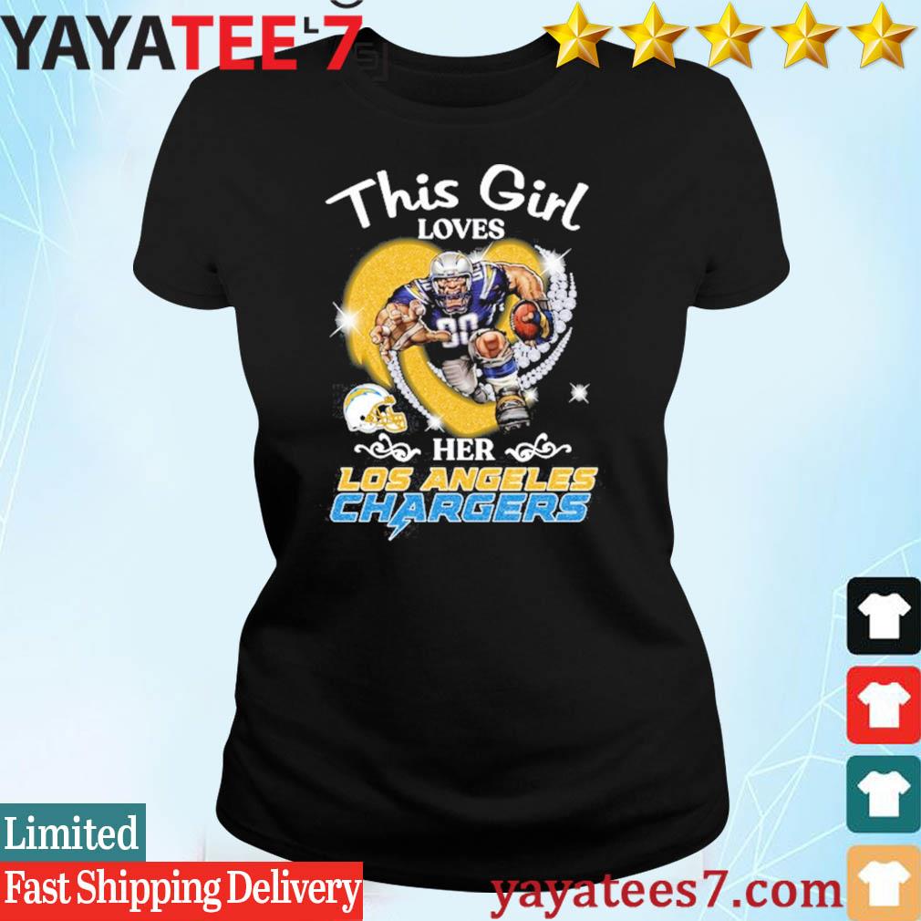 This girl loves her Los Angeles Chargers mascot heart shirt, hoodie,  sweater, long sleeve and tank top