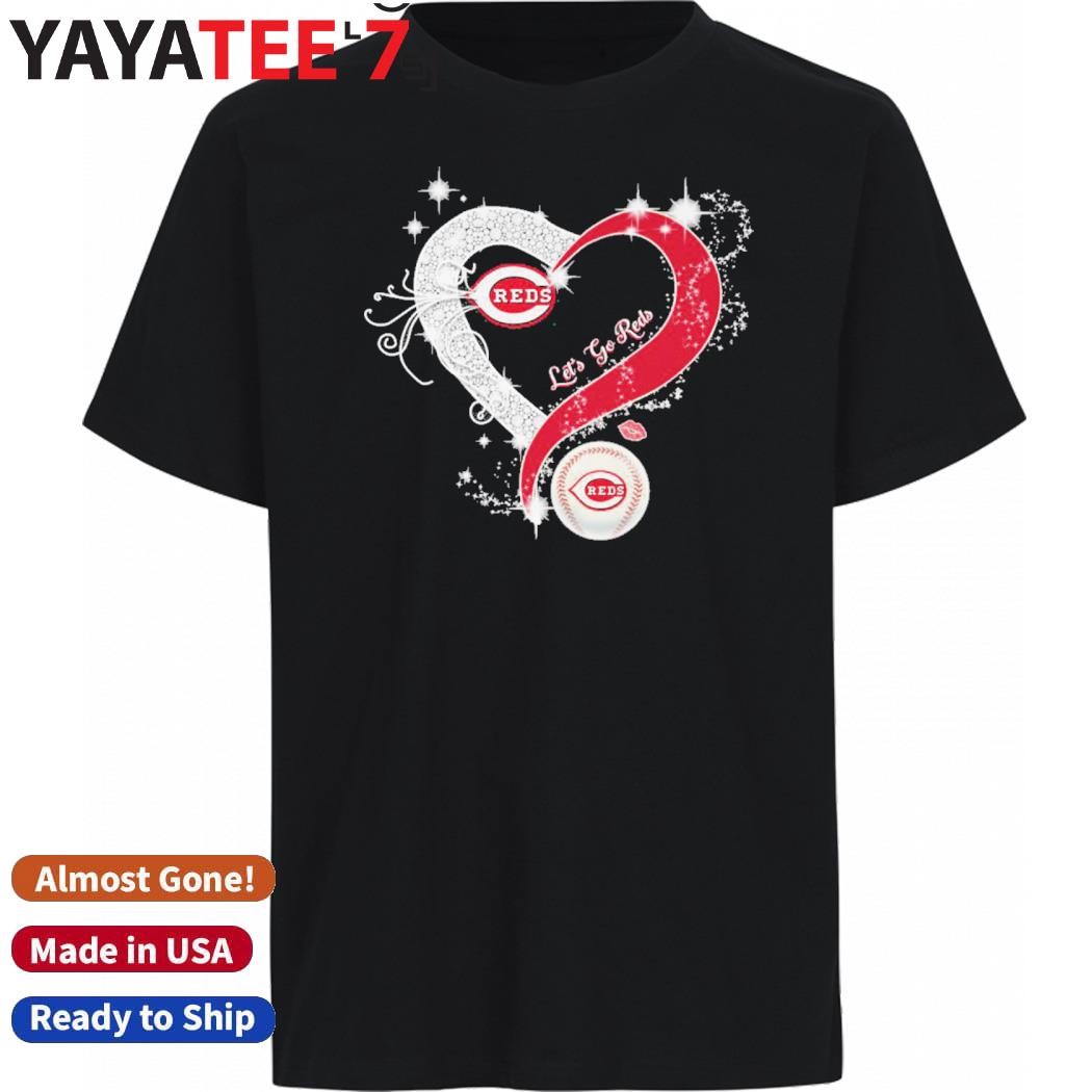 Design Cincinnati Reds Baseball Logo Heart Let's Go Reds Shirt