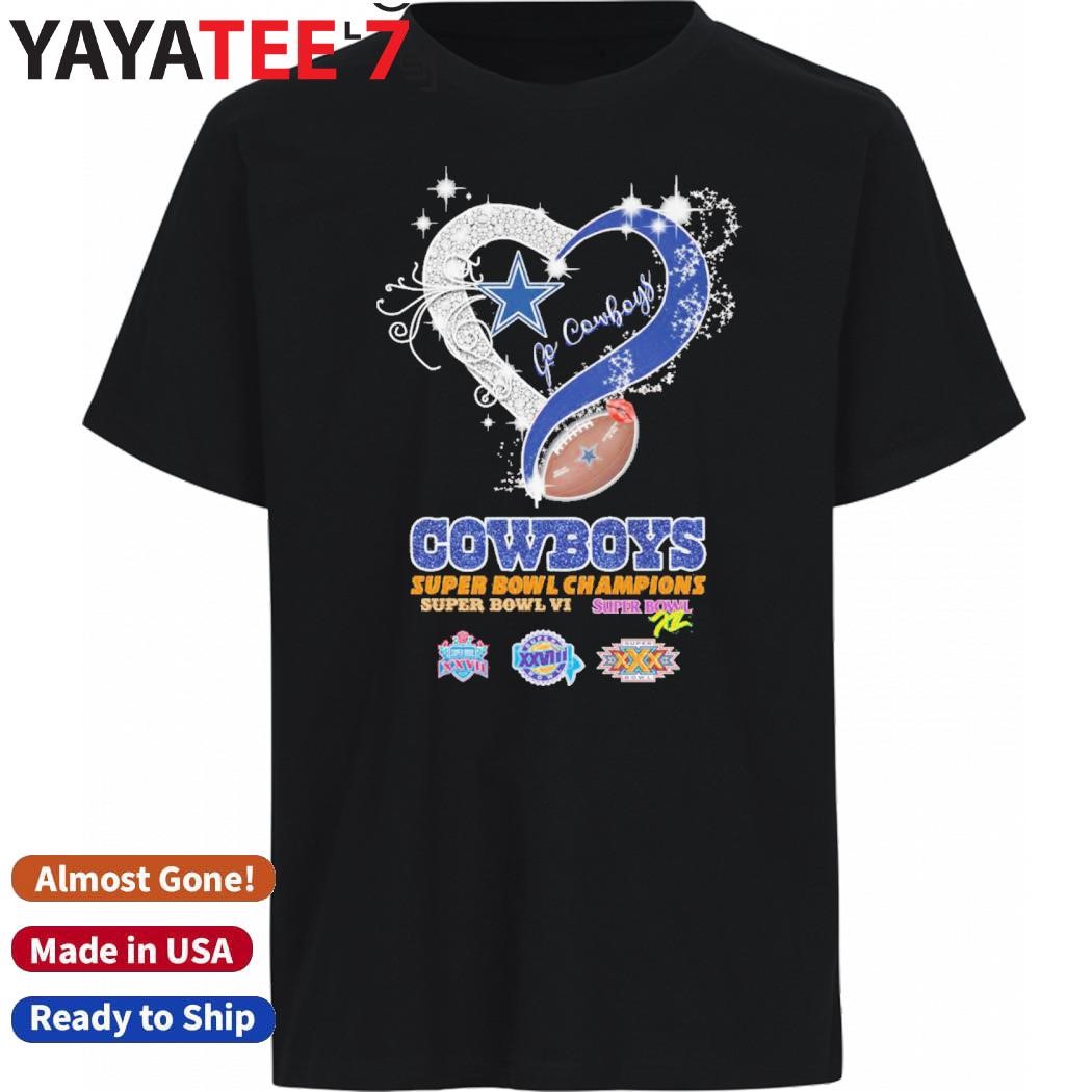 Design Dallas Cowboys Football Logo Heart Let's Go Cowboys Super Bowl Champions Shirt