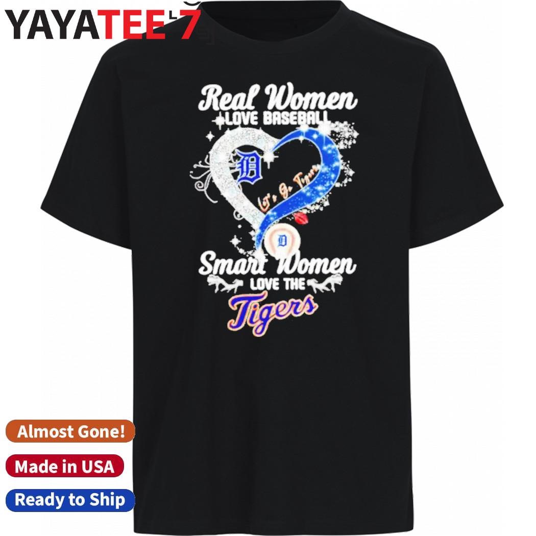 Design Real Women Love Baseball Smart Women Love The Detroit Tigers Let’s Go Tigers 2024 Diamond Heart Shirt