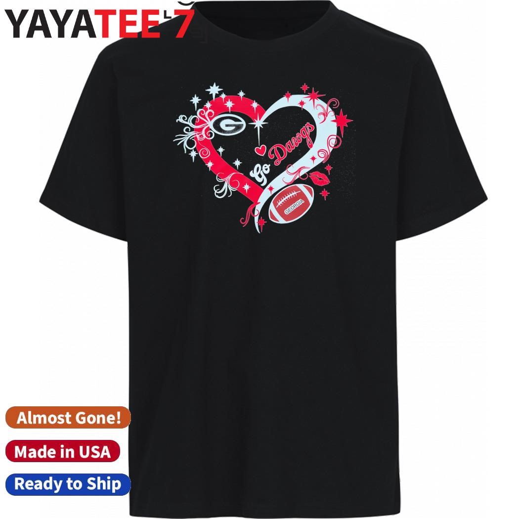 Official Georgia Bulldogs Heart Go Dawgs Football T-Shirt